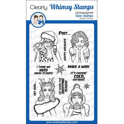 Whimsy Stamps Deb Davis Clear Stamps - Gossip Holiday Girls